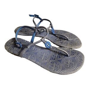 TORY BURCH Emmy Stitched Thong Sandal Light Blue Leather - Size 6 1/2